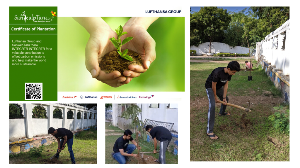 Certificate of tree plantation in India, with team INTEGRTR planting a sapling
