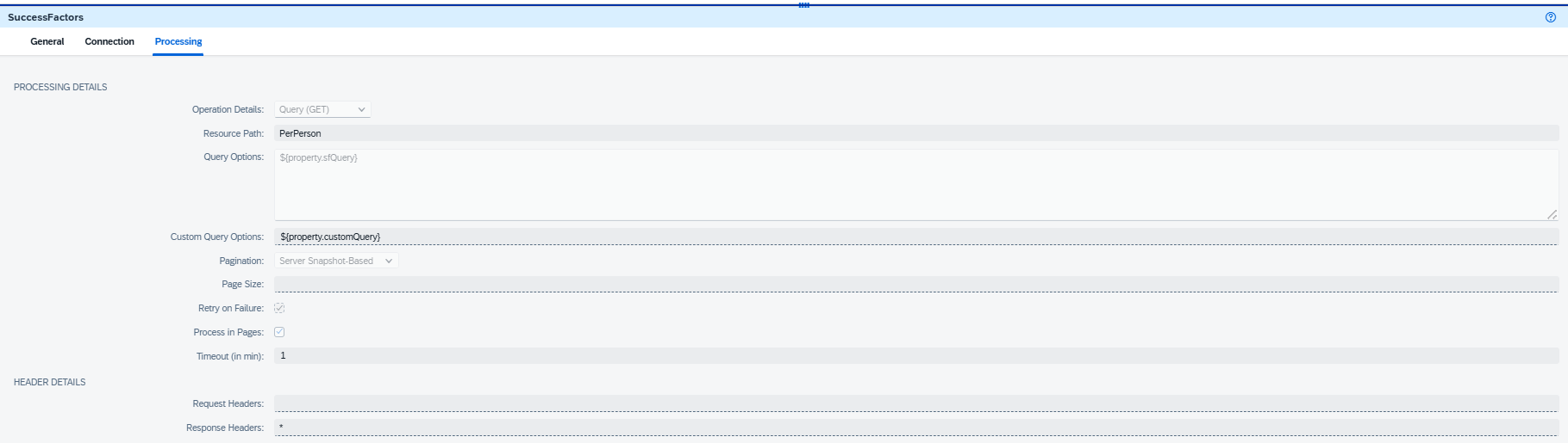SuccessFactors OData V2 adapter configuration