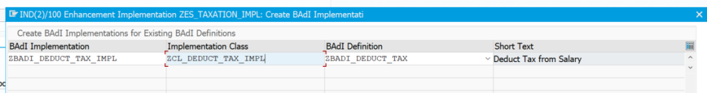 BAdI implementation information