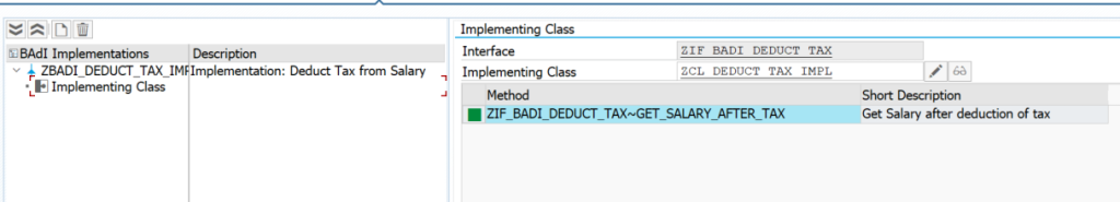 BAdI definition interface implementation class