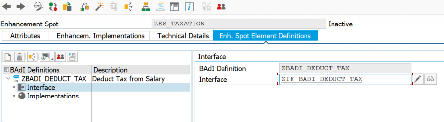 BAdI interface definition